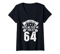 Donna Maglietta con Scritta Will You Still Need Me Feed Me When I'm 64", Regalo Divertente Maglietta con Collo a V