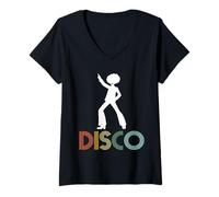 Donna Maglietta da Discoteca retrò per Ballerini Anni '70 Maglietta con Collo a V