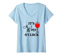 Donna Maglietta da donna con scritta "It's Wine O'Clock", regalo divertente per mamma e moglie Maglietta con Collo a V