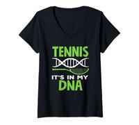 Donna Maglietta da Giocatore di Tennis It's in My Dna Passion Maglietta con Collo a V