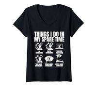 Donna Maglietta da ingegnere con scritta in inglese "Things I Do In My Spare Time" Maglietta con Collo a V