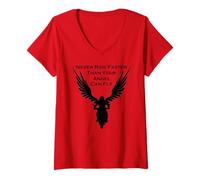 Donna Maglietta da moto "Never Ride Faster Than Your Angel Can Fly" Maglietta con Collo a V