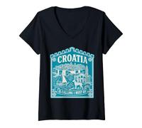 Donna Maglietta da Viaggio con Scritta Croatia is Calling And I Must Go Maglietta con Collo a V