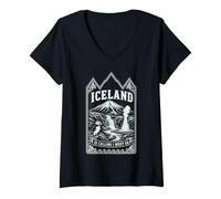 Donna Maglietta da Viaggio con Scritta Iceland is Calling And I Must Go Maglietta con Collo a V