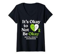 Donna Maglietta del Mese di sensibilizzazione sulla Salute mentale It's Okay to Not Be Okay Maglietta con Collo a V