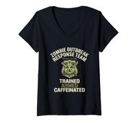 Donna Maglietta della Squadra Zombie Outbreak Response Funny Undead Apocalypse Maglietta con Collo a V