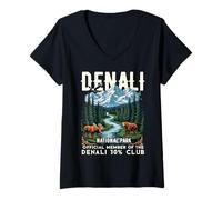 Donna Maglietta Denali 30% Club Souvenir del Parco Nazionale dell'Alaska Maglietta con Collo a V