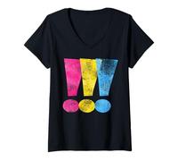 Donna Maglietta Distressed Pansexual Pride Exclamation Points Maglietta con Collo a V
