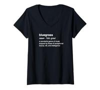 Donna Maglietta Divertente Bluegrass/Bluegrass Music Guitar Banjo Maglietta con Collo a V