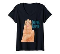 Donna Maglietta divertente con scritta "Friends Forever" con 3 dita Maglietta con Collo a V