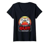 Donna Maglietta Divertente con Scritta I Don't Quit I Restarard Maglietta con Collo a V