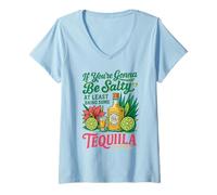 Donna Maglietta divertente con scritta "If You're going be salty bring tequila" Maglietta con Collo a V