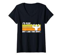 Donna Maglietta divertente con scritta in inglese "I'd Flex But I Like This Shirt", per Maglietta con Collo a V