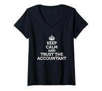 Donna Maglietta Divertente con Scritta Keep Calm And Trust The Accountant Maglietta con Collo a V