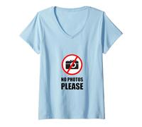 Donna Maglietta divertente "No Photos Please " Maglietta con Collo a V