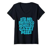 Donna Maglietta Divertente STO nel Fantastico Mondo dei cazzi Miei Maglietta con Collo a V
