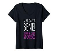 Donna Maglietta Donna Ironica Se Non Mi Capite Vi Capisco Maglietta con Collo a V