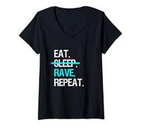 Donna Maglietta Eat Sleep Rave Repeat Music Festival Maglietta con Collo a V