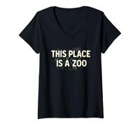 Donna Maglietta Funny This Place Is A Zoo Humor Maglietta con Collo a V