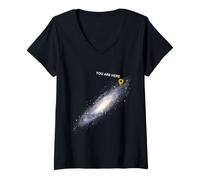 Donna Maglietta Galaxy Two Science Geeks You Are Here Maglietta con Collo a V