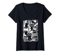 Donna Maglietta gattino gattini al gioco Happy Playful Kittens Maglietta con Collo a V