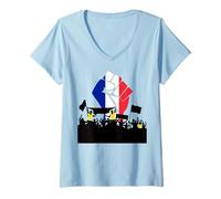 Donna Maglietta Gialla con Supporto per la Rivoluzione Francese Maglietta con Collo a V