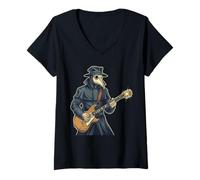 Donna Maglietta grafica Doctor che suona la chitarra elettrica Maglietta con Collo a V