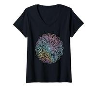 Donna Maglietta Grafica Mandala Parola Maledizione Maglietta con Collo a V
