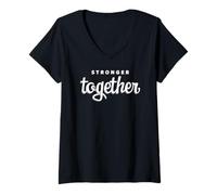 Donna Maglietta Gruppo Stronger Together Maglietta con Collo a V