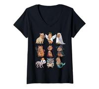 Donna Maglietta Halloween Capybara - Spooky Capybaras Costume Group Maglietta con Collo a V