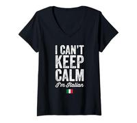 Donna Maglietta I Can't Keep Calm I'm Italy Maglietta con Collo a V