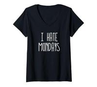Donna Maglietta I Hate Mondays Maglietta con Collo a V