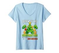 Donna Maglietta I Identify As A Christmas Tree Lit On The Outside Maglietta con Collo a V