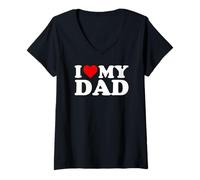 Donna Maglietta I Love My Dad per Bambini, Uomini, Donne Maglietta con Collo a V