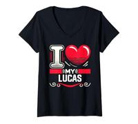 Donna Maglietta "I Love My LUCAS Nome LUCAS Maglietta con Collo a V