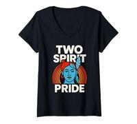 Donna Maglietta indigena Two-Spirit Pride Maglietta con Collo a V