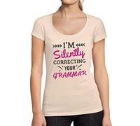 Donna Maglietta Je corrige silencieusement Votre grammaire - I'm Silently Correcting Your Grammar - T-Shirt Stampa Grafica Divertente Vintage Idea Regalo Originale alla Moda Rosa Pastello M