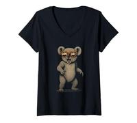 Donna Maglietta Koala Divertente Football Retro Game Day Maglietta con Collo a V