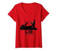 Donna Maglietta Lenin Russia Comunista Nera Maglietta con Collo a V