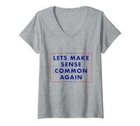 Donna Maglietta Let's Make Sense Common Again Maglietta con Collo a V