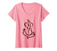 Donna Maglietta Lord Ganesha Ganpati Maglietta con Collo a V