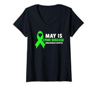 Donna Maglietta Malattia di Lyme - Maggio è Il Mese della consapevolezza della malattia di Lyme Maglietta con Collo a V