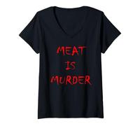 Donna Maglietta Meat is Murder - PRO Vegan Animals Maglietta con Collo a V