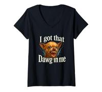 Donna Maglietta meme I Got That Dawg In Me Shirt Chihuahua Maglietta con Collo a V