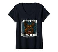 Donna Maglietta Meme I Got That Dawg in Me Shirt German Shepherd Maglietta con Collo a V
