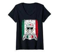 Donna Maglietta Mexican Pride Skeleton Art Maglietta con Collo a V