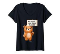 Donna Maglietta Orso Ricorda Che Devi Morire Divertente Citazione Maglietta con Collo a V