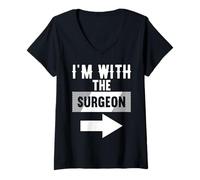 Donna Maglietta per chirurghi con Scritta I'm with The Surgeon Maglietta con Collo a V