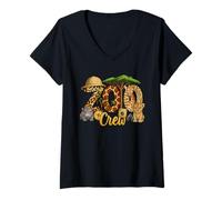 Donna Maglietta per famiglia Crew Zoo Safari Animal Trip Zoo Adventure Maglietta con Collo a V
