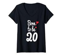 Donna Maglietta per Il 20° Compleanno Turning 20 Born to Be Twenty Tee Maglietta con Collo a V